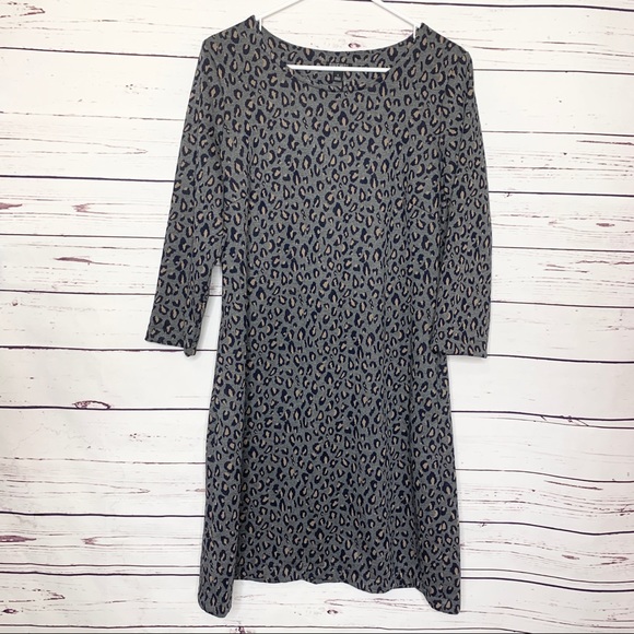 Nicole Miller Gray Leopard Print Long Sleeve Dress Size Large - Picture 13 of 13